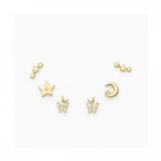 Set Pendiente Plata Chapada