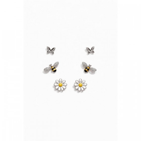 SET Pendiente Plata Rodio